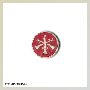 [QS5008] Three Crossed Horns Medium (11/16) Emblem Red Enamel