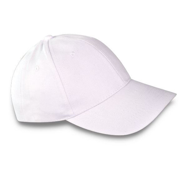 CMK202 6 Panel Brushed Bull Denim Cap - White