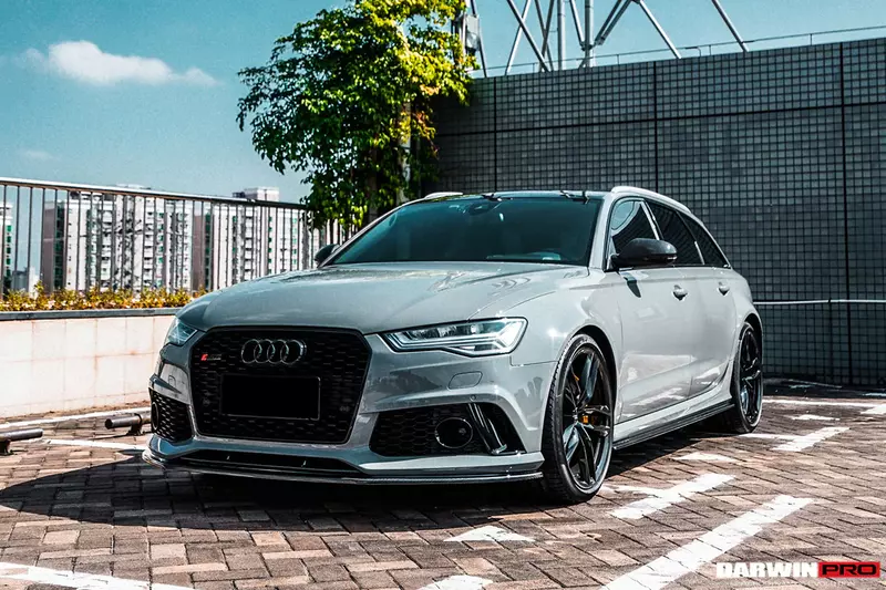 Audi RS6 Avant Carbon Fiber Front Bumper Caps | CFRP Aero Accents