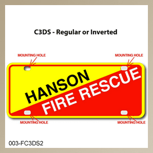 [003-FC3AP2-2E] FF C3 AUTO PLATE (Two Lines of Text w/ 2 Emblems)