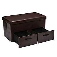 Nilkamal Flexi Big Foldable Ottoman with 2 Drawers (Brown)