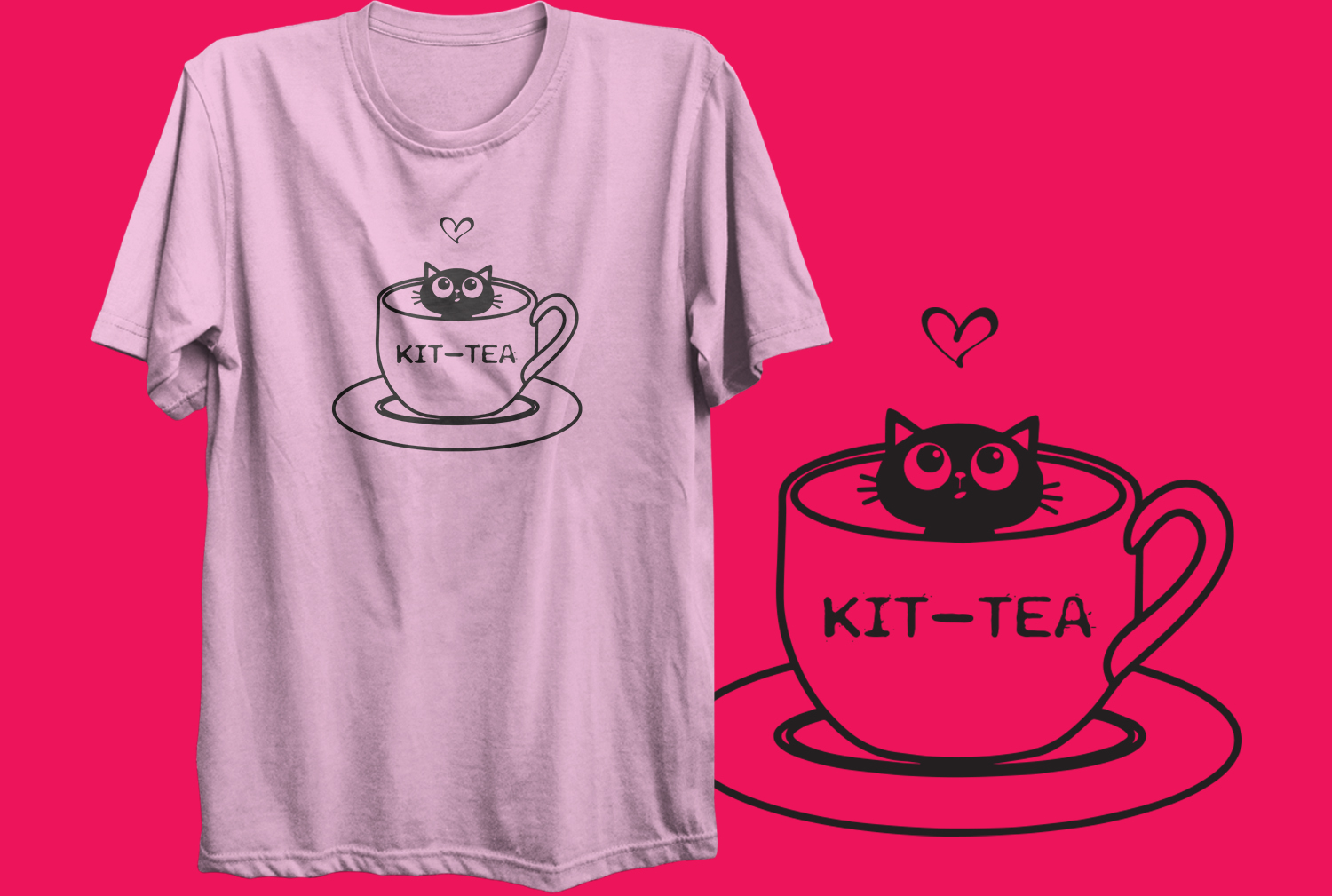 Kit-Tea T-Shirt – Cute Cat in Teacup Pun Tee