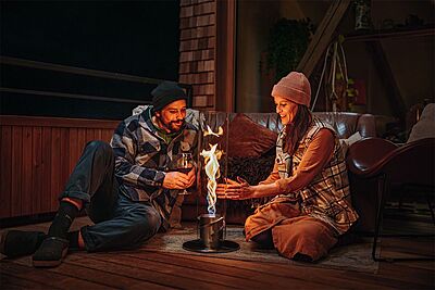 HOFATS SPIN 1500 Tabletop Fireplace silver HOFATS SPIN 1500 Tabletop Fireplace silver