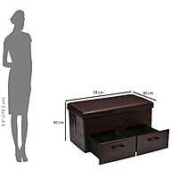 Nilkamal Flexi Big Foldable Ottoman with 2 Drawers (Brown)