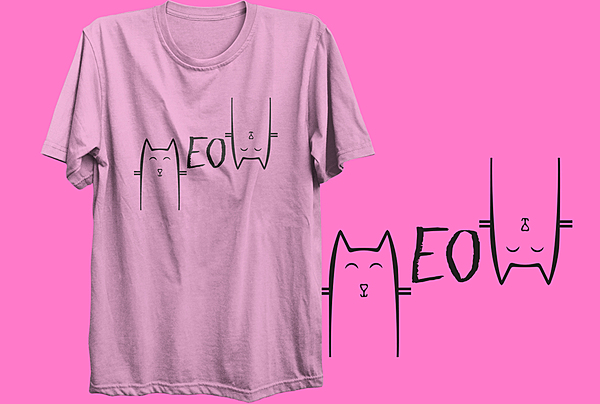 Meow Cat Face Graphic T-Shirt – Cute Minimalist Cat Lover Tee