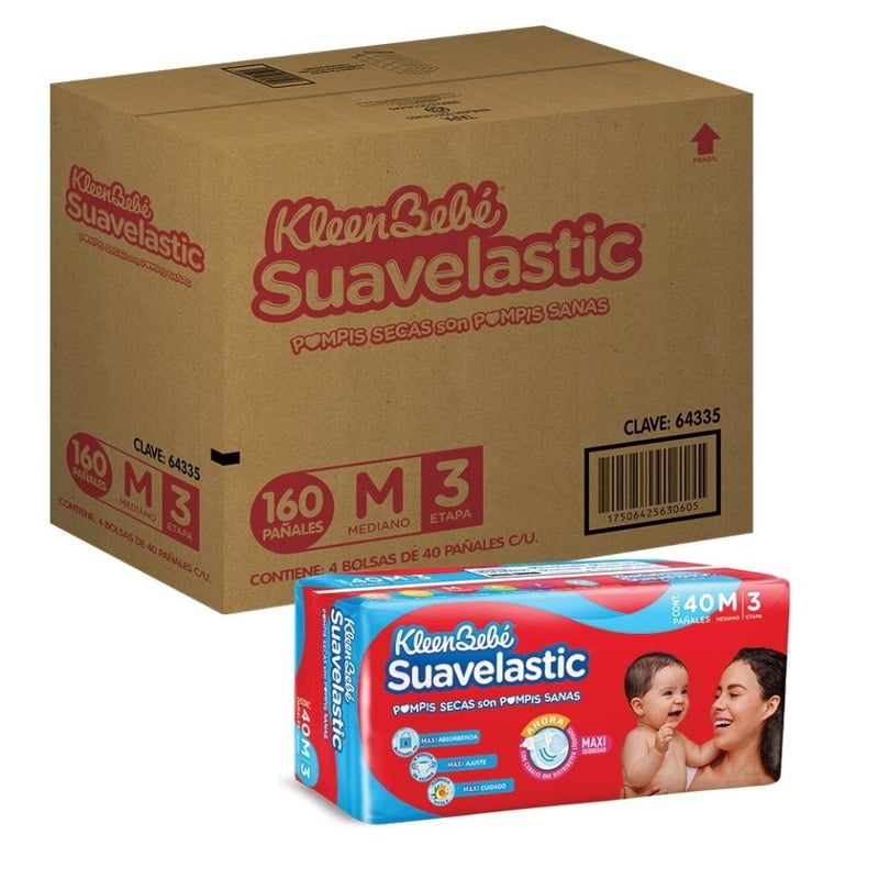 Pañales KleenBebé Suavelastic Etapa 3 Unisex 160 piezas Pañales KleenBebé Suavelastic Etapa 3 Unisex 160 piezas