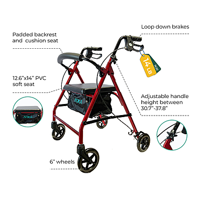RollaLite 6"Aluminum Rollator 007RD RollaLite 6"Aluminum Rollator 007RD
