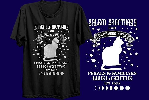 Salem Sanctuary for Wayward Cats T-Shirt – Ferals & Familiars Welcome Witchy Cat Tee