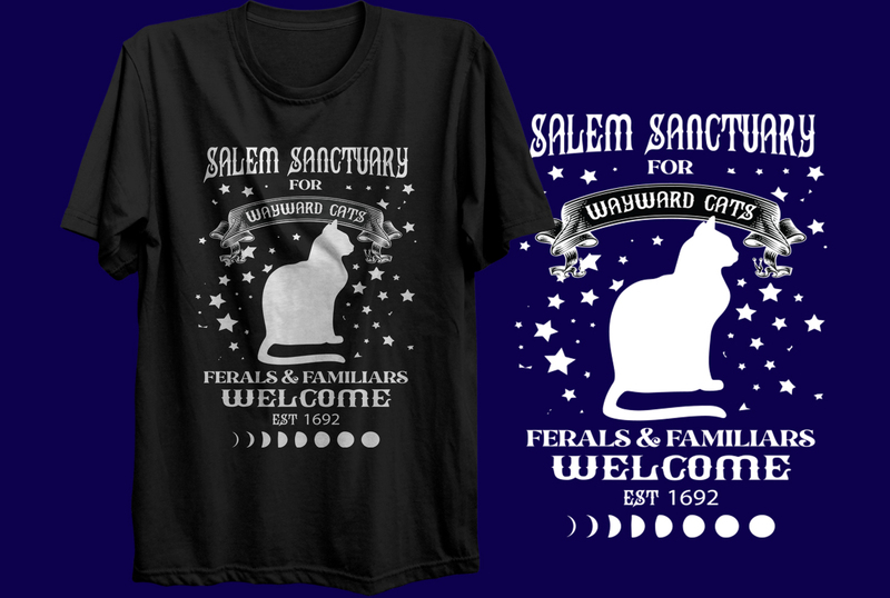 Salem Sanctuary for Wayward Cats T-Shirt – Ferals & Familiars Welcome Witchy Cat Tee