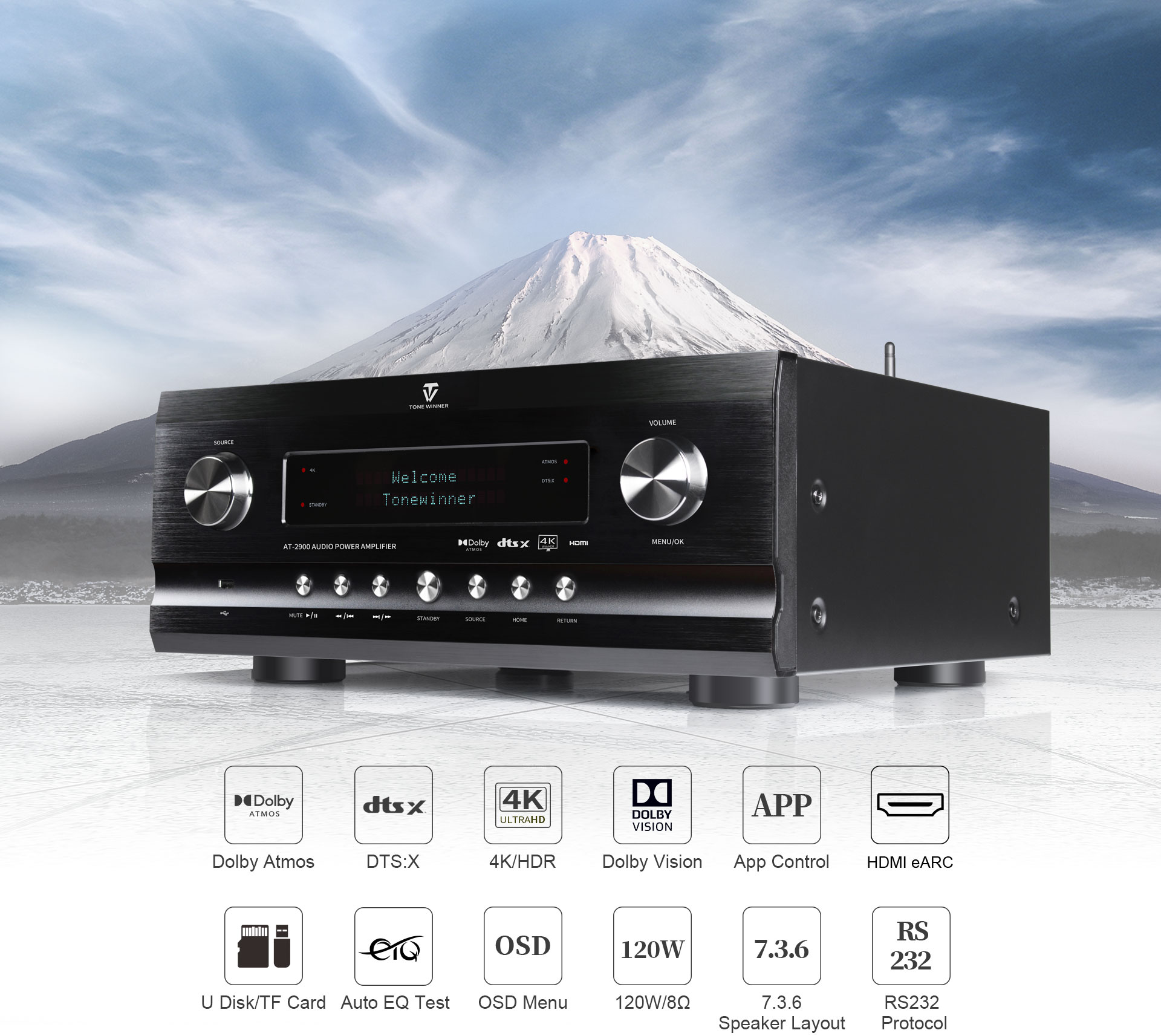 Tonewinner AT-2900 7.3.6 / 9.3.4 Ch Dolby Atmos Receiver