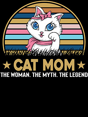 Cat Mom T-Shirt – The Woman. The Myth. The Legend. Cute Retro Cat Tee
