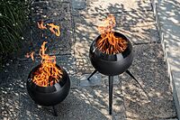 Moon 45 all black Fire basket with high stand