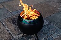 Moon 45 all black Fire basket with low stand