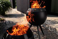 Moon 45 all black Fire basket with high stand