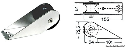 SS bow roller 155 x 51 mm