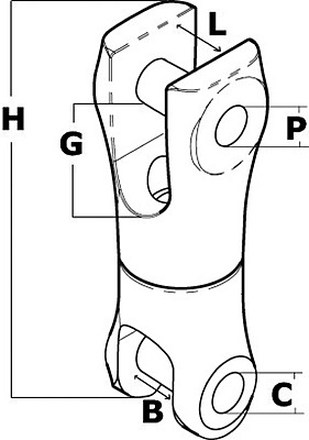 Swivelling connection AISI 316 8 mm