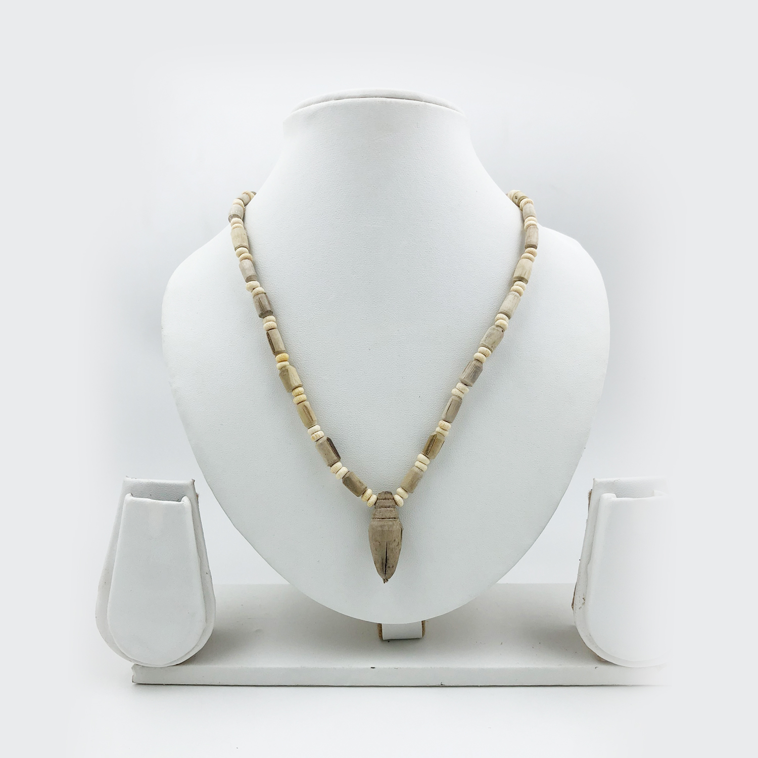 Original Tulsi Mala with Shankh Handicraft Pendant (Long-Medium Size Beads)