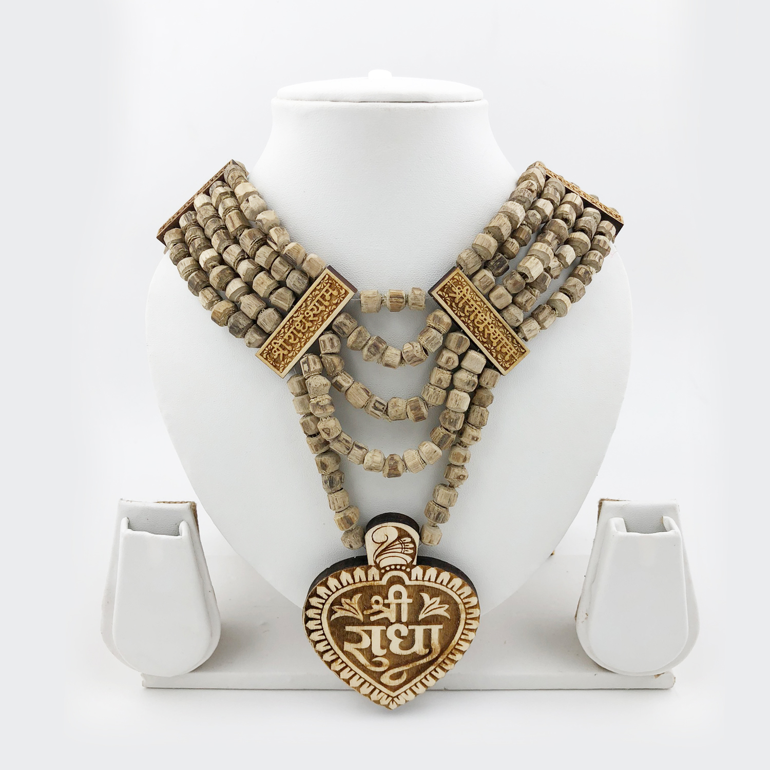 Original Tulsi Mala 5-Strand with Heart-Shaped Shri Radha Pendant