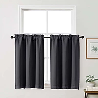 Patin Solid Thermal Window Curtains 2 Panels, Dual Rod Pocket