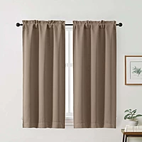 Patin Solid Thermal Window Curtains 2 Panels, Dual Rod Pocket
