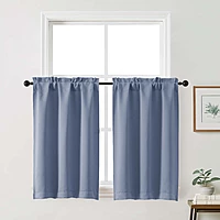 Patin Solid Thermal Window Curtains 2 Panels, Dual Rod Pocket