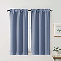 Patin Solid Thermal Window Curtains 2 Panels, Dual Rod Pocket