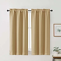 Patin Solid Thermal Window Curtains 2 Panels, Dual Rod Pocket