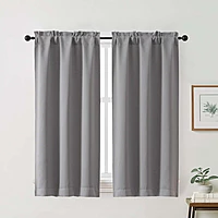 Patin Solid Thermal Window Curtains 2 Panels, Dual Rod Pocket