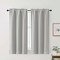 Patin Solid Thermal Window Curtains 2 Panels, Dual Rod Pocket