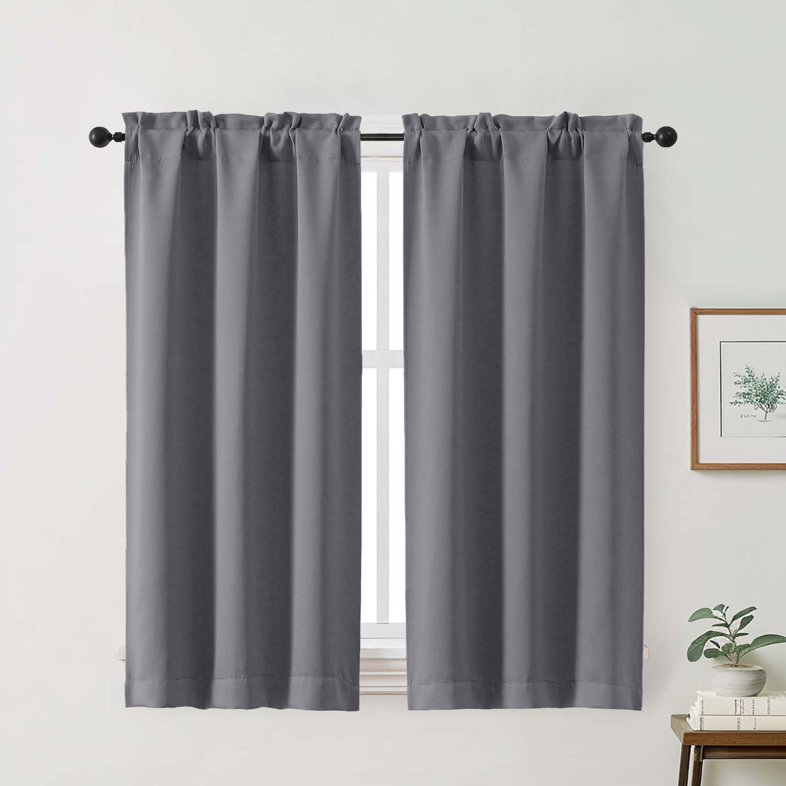 Patin Solid Thermal Window Curtains 2 Panels, Dual Rod Pocket