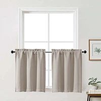 Patin Solid Thermal Window Curtains 2 Panels, Dual Rod Pocket