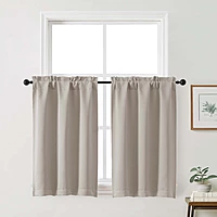 Patin Solid Thermal Window Curtains 2 Panels, Dual Rod Pocket