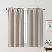 Patin Solid Thermal Window Curtains 2 Panels, Dual Rod Pocket