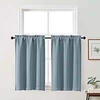 Patin Solid Thermal Window Curtains 2 Panels, Dual Rod Pocket