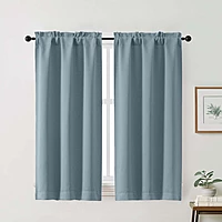 Patin Solid Thermal Window Curtains 2 Panels, Dual Rod Pocket