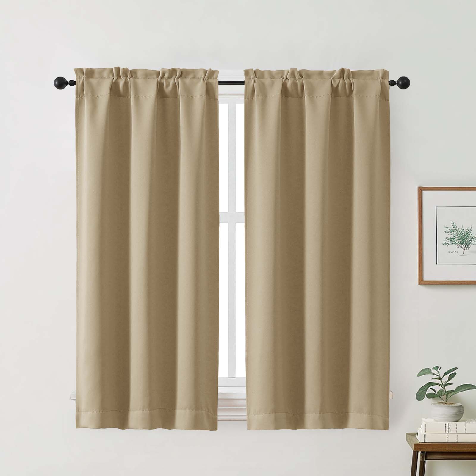 Patin Solid Thermal Window Curtains 2 Panels, Dual Rod Pocket