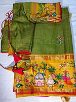 J424: Ready To Ship Beautiful Mangalagiri Saree With Stitched Blouse J424: Ready To Ship Beautiful Mangalagiri Saree With Stitched Blouse