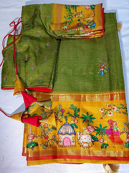 J424: Ready To Ship Beautiful Mangalagiri Saree With Stitched Blouse J424: Ready To Ship Beautiful Mangalagiri Saree With Stitched Blouse