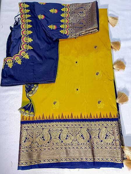 J419: Ready To Ship Beautiful Narayanapeta Saree With Stitched  Embriodery Work Blouse