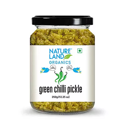 Natureland Organic Green Chilli Pickle 350g.مخلل الفلفل الأخضر العضوي 350 جرام