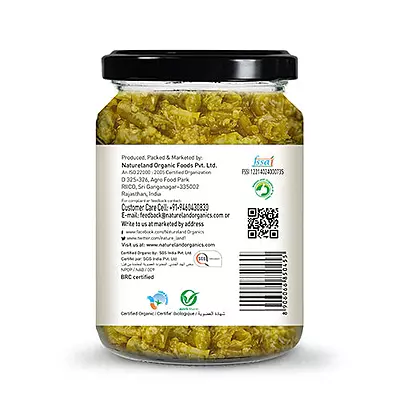 Natureland Organic Green Chilli Pickle 350g.مخلل الفلفل الأخضر العضوي 350 جرام