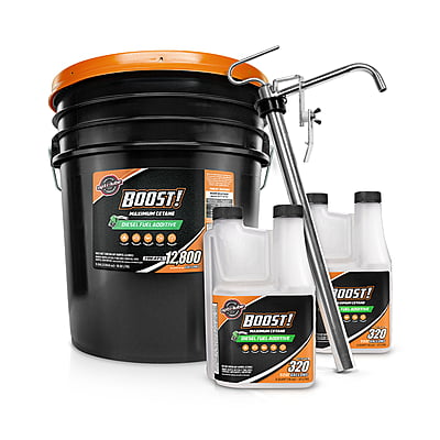 Opti-Lube Boost! Maximum Cetane Diesel Fuel Additive - 5 Gallon Pail with Heavy Duty Pump & 2 Empty 16oz Dosing Bottles