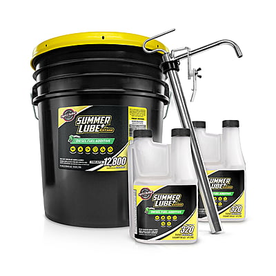 Opti-Lube Summer+ Cetane Formula Diesel Fuel Additive - 5 Gallon Pail with Heavy Duty Pump & 2 Empty 16oz Dosing Bottles