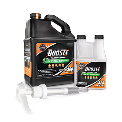 Opti-Lube Boost! Maximum Cetane Diesel Fuel Additive - 1 Gallon with Pump & 1 Empty 16oz Dosing Bottle
