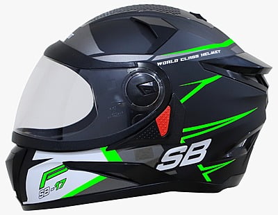 STEELBIRD SBH-17 ROBOT ICE GLOSSY BLACK/FLUO GREEN C/V (L)