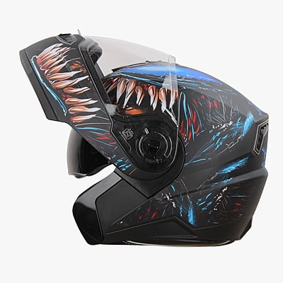STEELBIRD SBA-7 ISS VENOM GLOSSY BLACK/BLUE C/V 600 MM