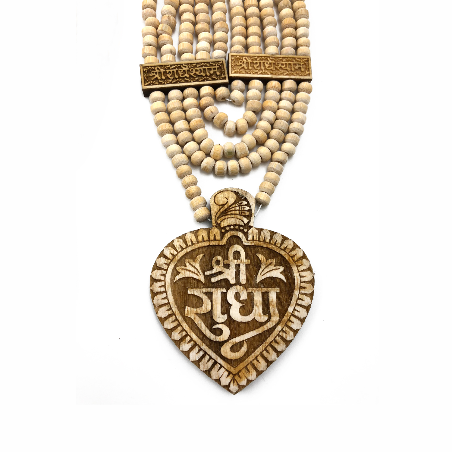 Mala 5-Strand with Heart-Shaped Shri Radha Pendant (Bright)