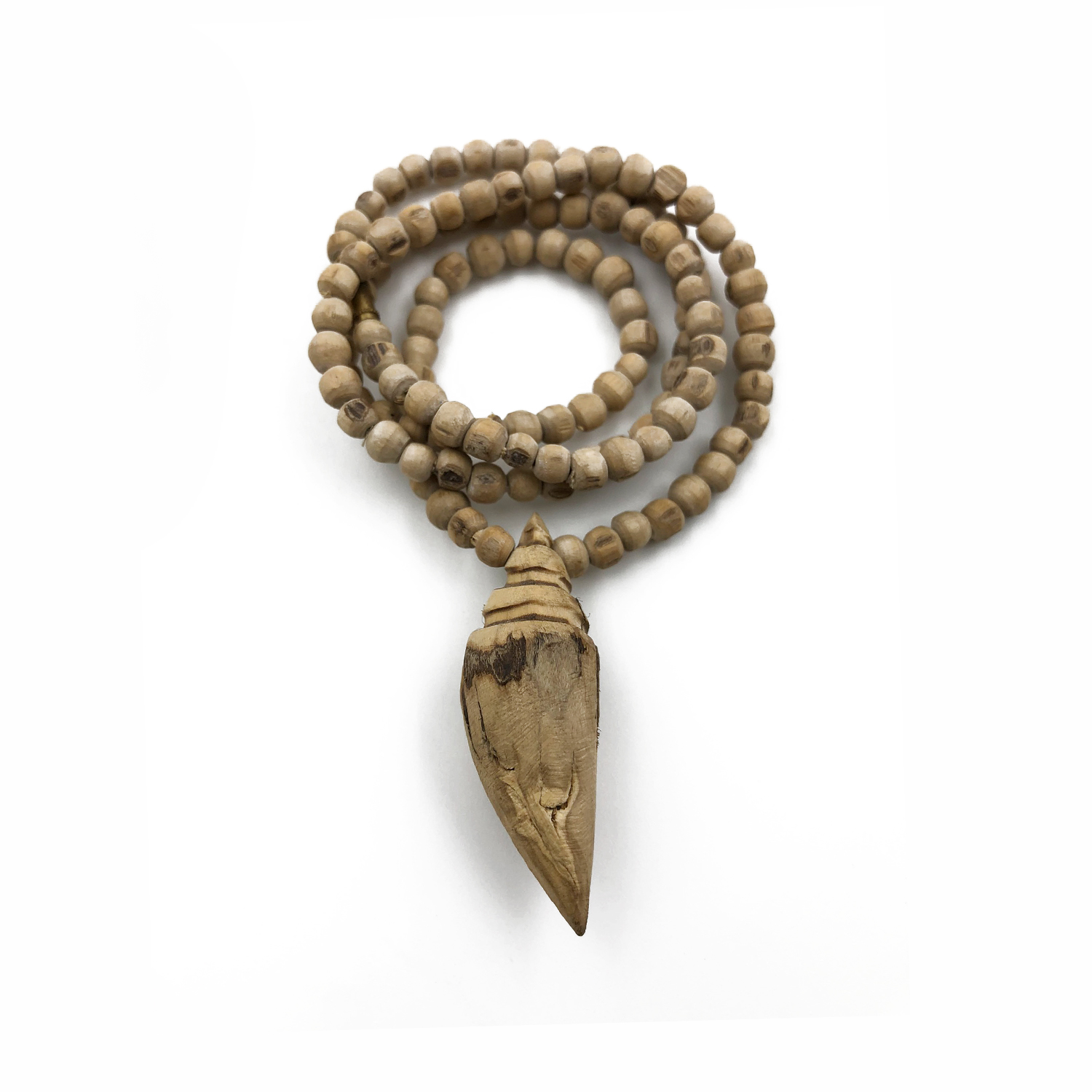 Original Tulsi Mala with Shankh Handicraft Pendant (Round-Small Size Beads)