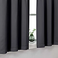Patin Solid Thermal Window Curtains 2 Panels, Dual Rod Pocket