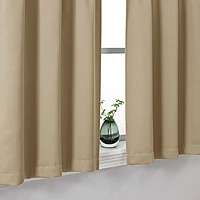 Patin Solid Thermal Window Curtains 2 Panels, Dual Rod Pocket